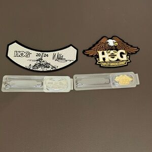 Harley-Davidson HOG Patches and Pins Set - Black, White, Gold